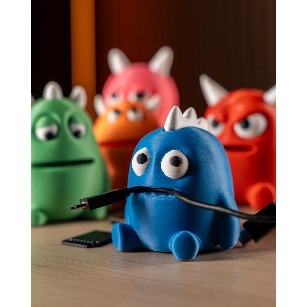 Cable Monster Desk Organizer - 3D Printed Cord Holder & SD Card Storage 5 Styles